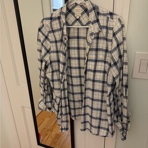J. Crew Navy and Cream Checkered Shirt